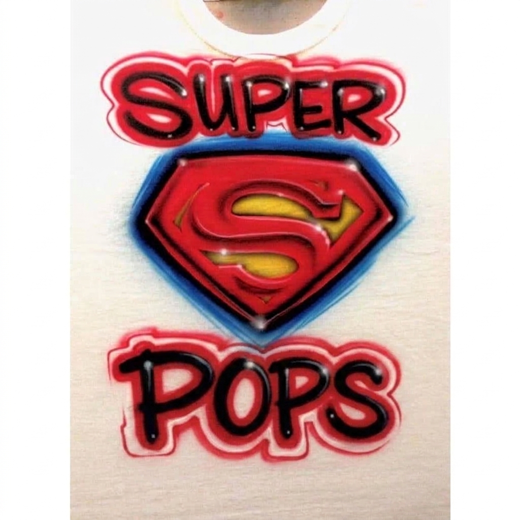 Studio Super Pops Tee — custom airbrush spray paint design on shirts, hats, shoes and outfits