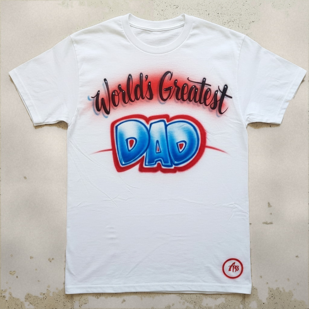 Premium Worlds Greatest Dad Tee — custom airbrush spray paint design on shirts, hats, shoes and outfits
