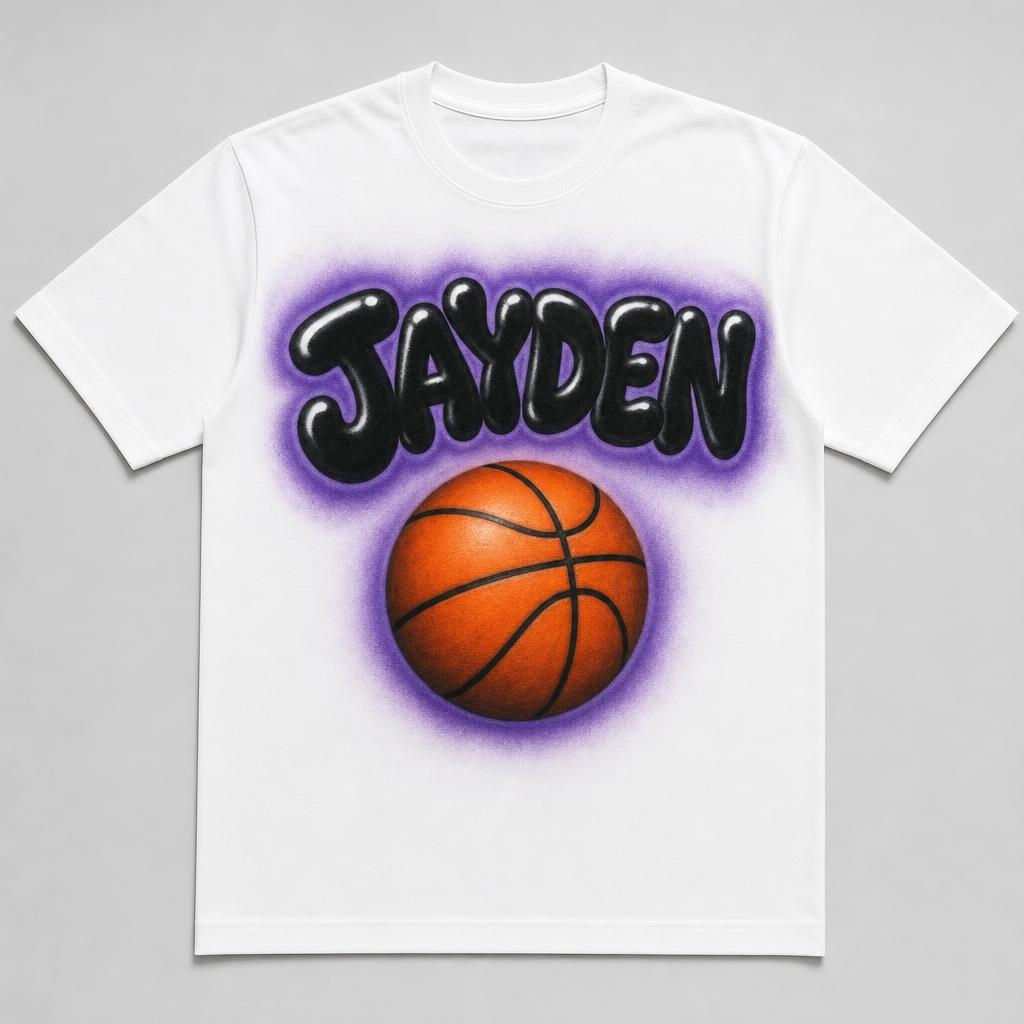 Basketball Name Tee — JAYDEN — best selling custom airbrush design from our Sport Designs collection
